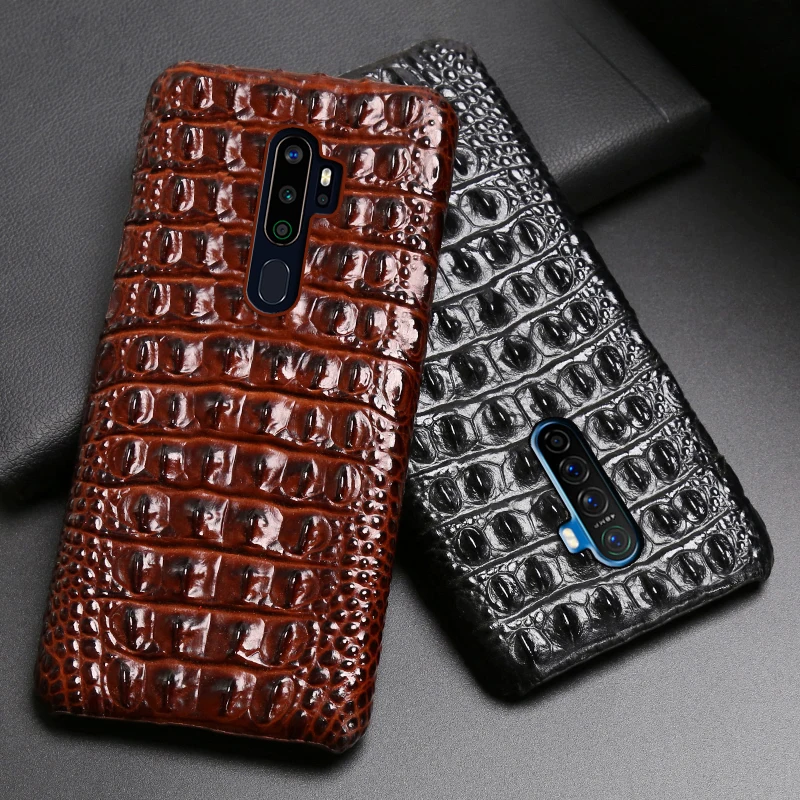 

Leather Phone Case For OPPO Find X2 R15 R17 Reno Z 2 2Z 2F 3 4 Pro Ace 2 A5 A9 2020 A11X K3 K5 Cowhide Crocodile Back Cover