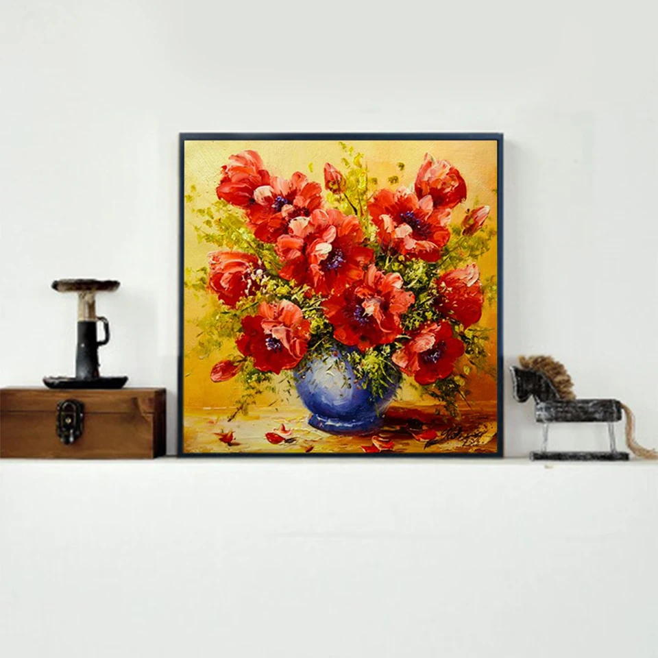 Алмазная 5D картина цветные цветы полноразмерная/круглая вышивка мозаика