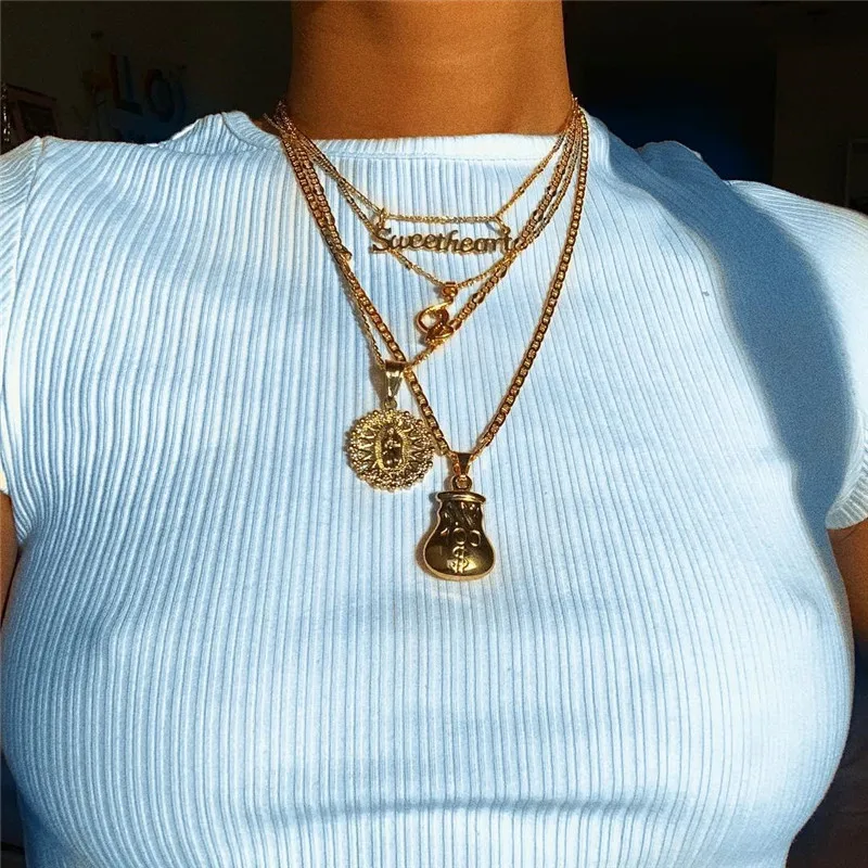 Цепочка с подвеской в богемном стиле изображением девы Марии и лисы | Украшения