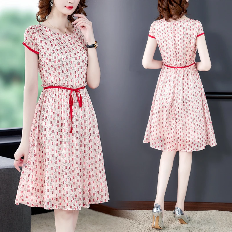 Платье для женщин Лето 2020 новое платье с коротким рукавом женское шифоновое в