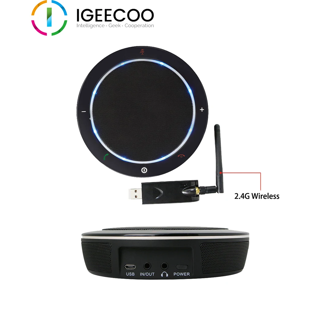 구매 Igeecoo에서 화상 회의를위한 2.4G 무선 회의 마이크 무 지향성 사운드 스테이션 마이크