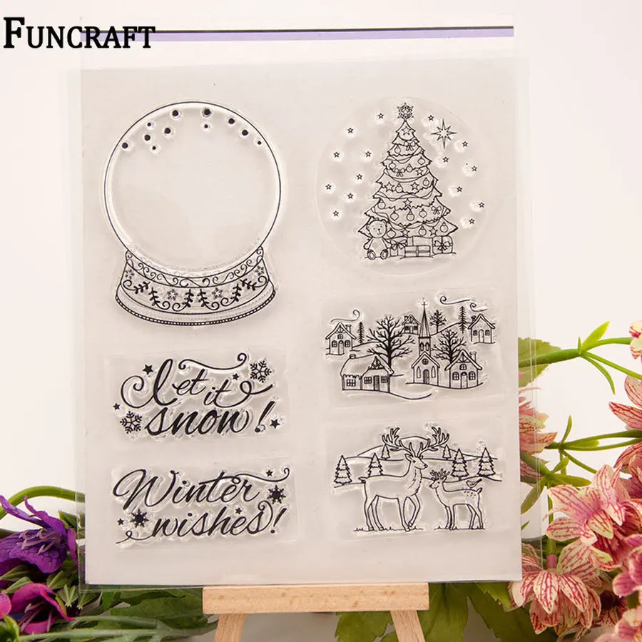 1 лист Рождественская елка снег цветок Фонарь Музыкальные ноты буквы прозрачные