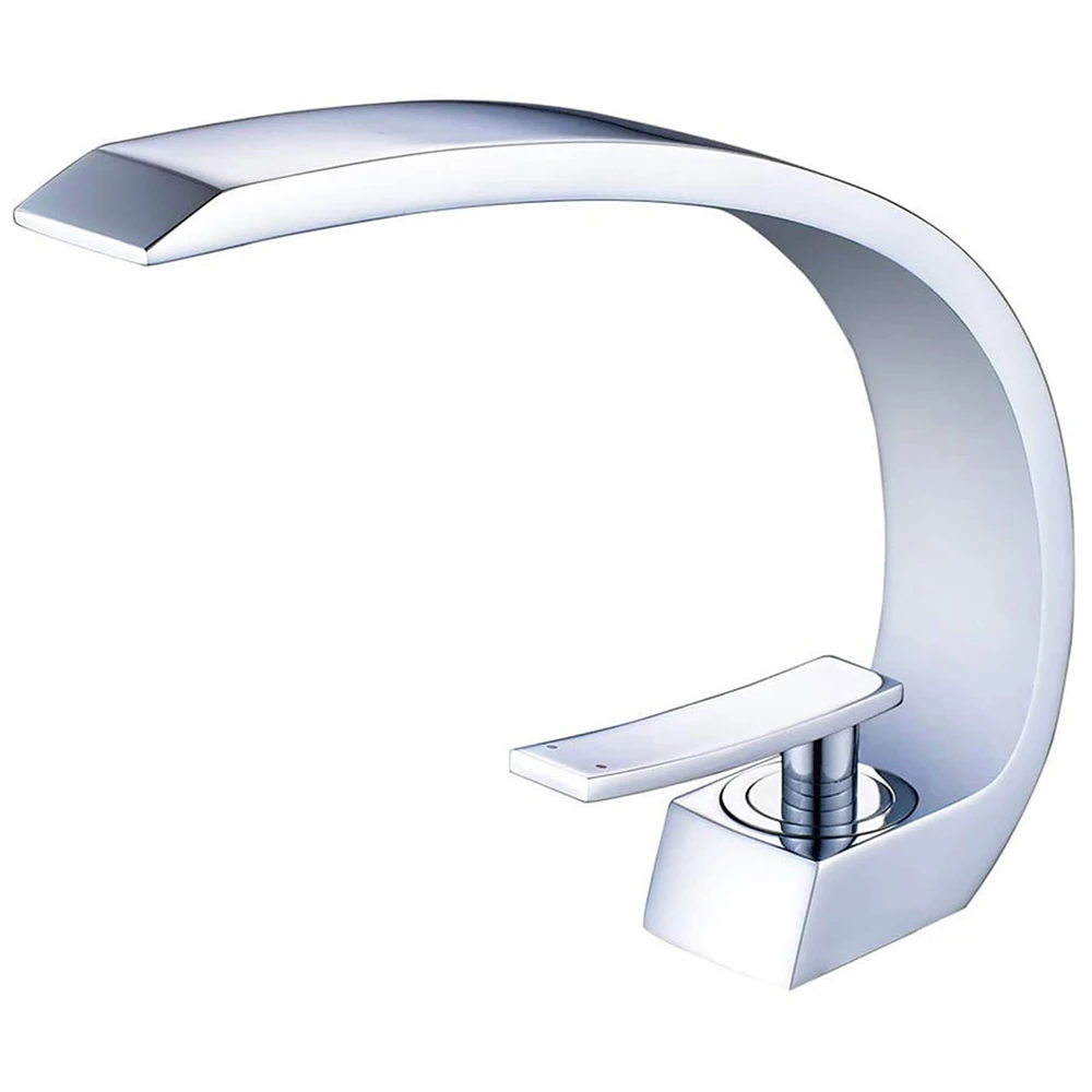 

Brass Chrome-Plated Basin Faucet Modern Bathroom Faucet Washbasin Faucet Single Handle Hot and Cold Water Waterfall Faucet
