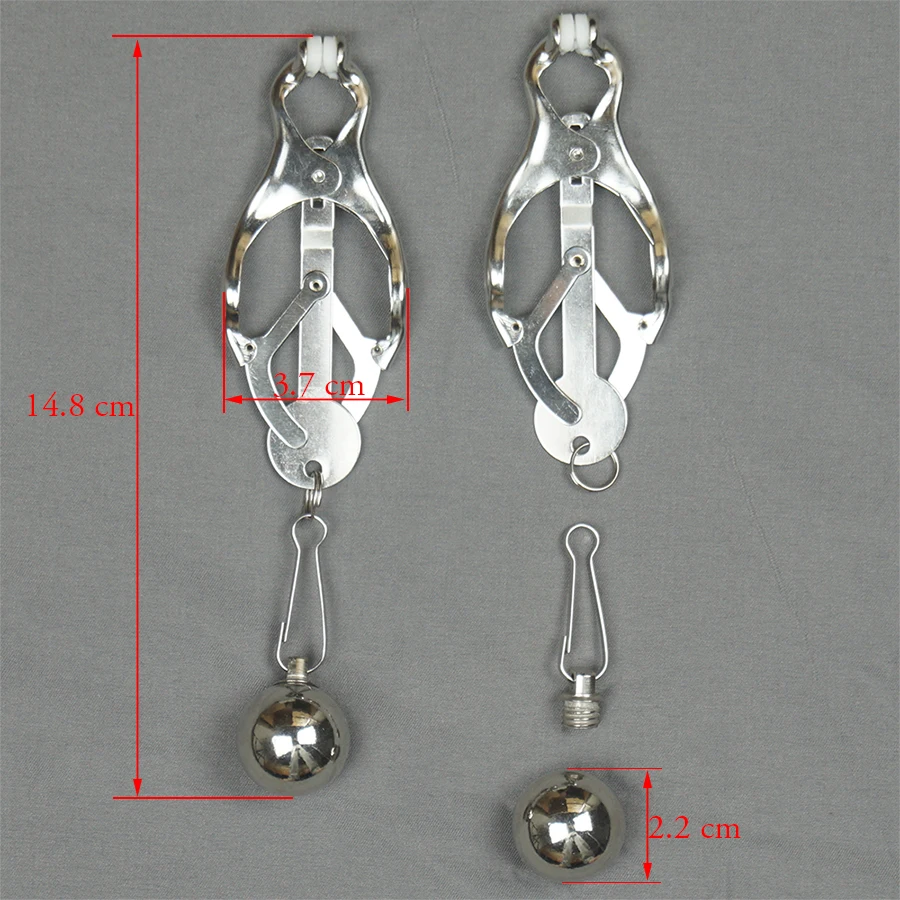 

Stainless Steel Labia Clip Bondage,Weighted Ringed Clover-style Nipple Clamps with Weights,Adult Toys