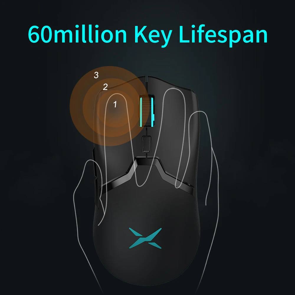 

RGB 2.4Ghz Wireless + Wired Gaming Mouse Dual Mode 16000 DPI Lightweight Ergonomic 1000Hz Mice with Soft rope Cable