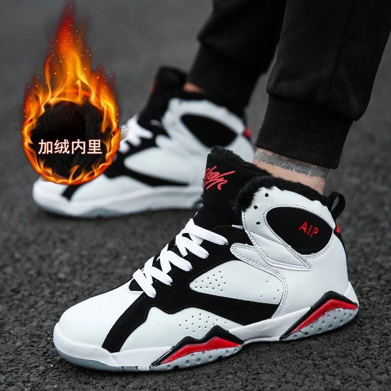 

Winter Sport Shoes Basketball Woman Warm Fur Plus Size Men Gym Basketball Boots Non-Slip High Top Men Basketball Trainers