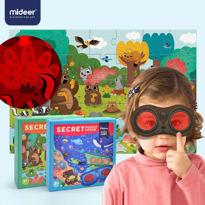 

Mideer Children's Jigsaw Puzzle 3-6 Years Children's Exploratory Puzzle Matching Secret Glasses 35PCS Cartoon Toy Ocean Theme
