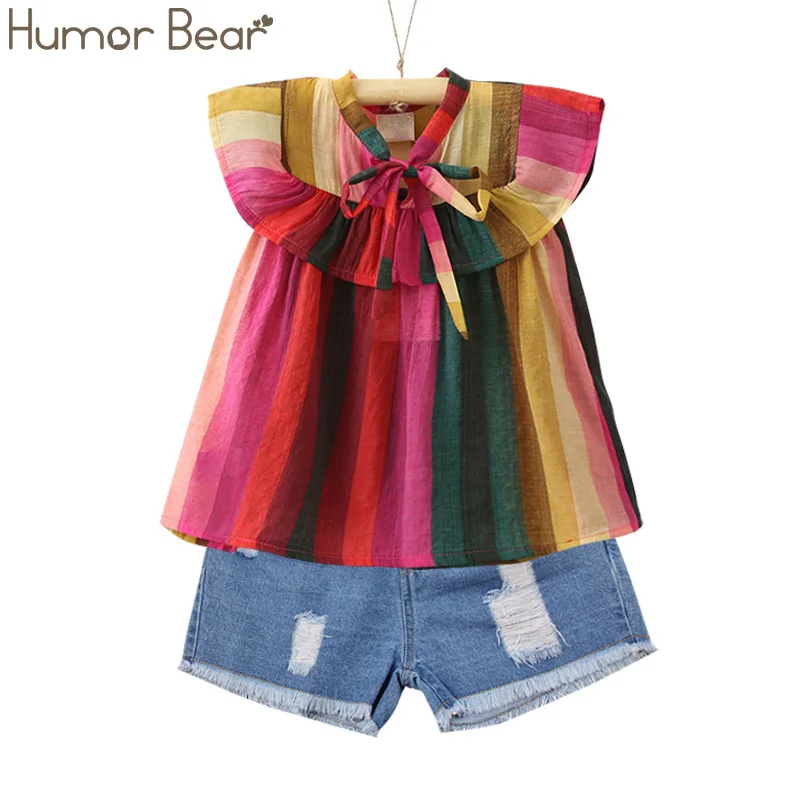 Multicolor BL1175U Humor Bear/Одежда для маленьких девочек Новинка года; летняя детская одежда для маленьких девочек; разноцветное пальто+ шорты; костюм Одежда для маленьких девочек - Цвет: Multicolor BL1175U
