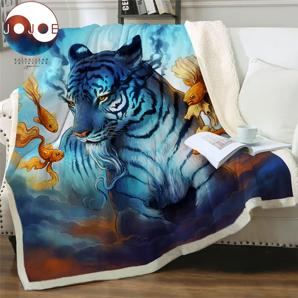 Dream by JoJoesArt бархатное плюшевое одеяло для кровати, дивана, психоделического тигра, покрывало, золотая рыбка в небе, постельное белье для животных