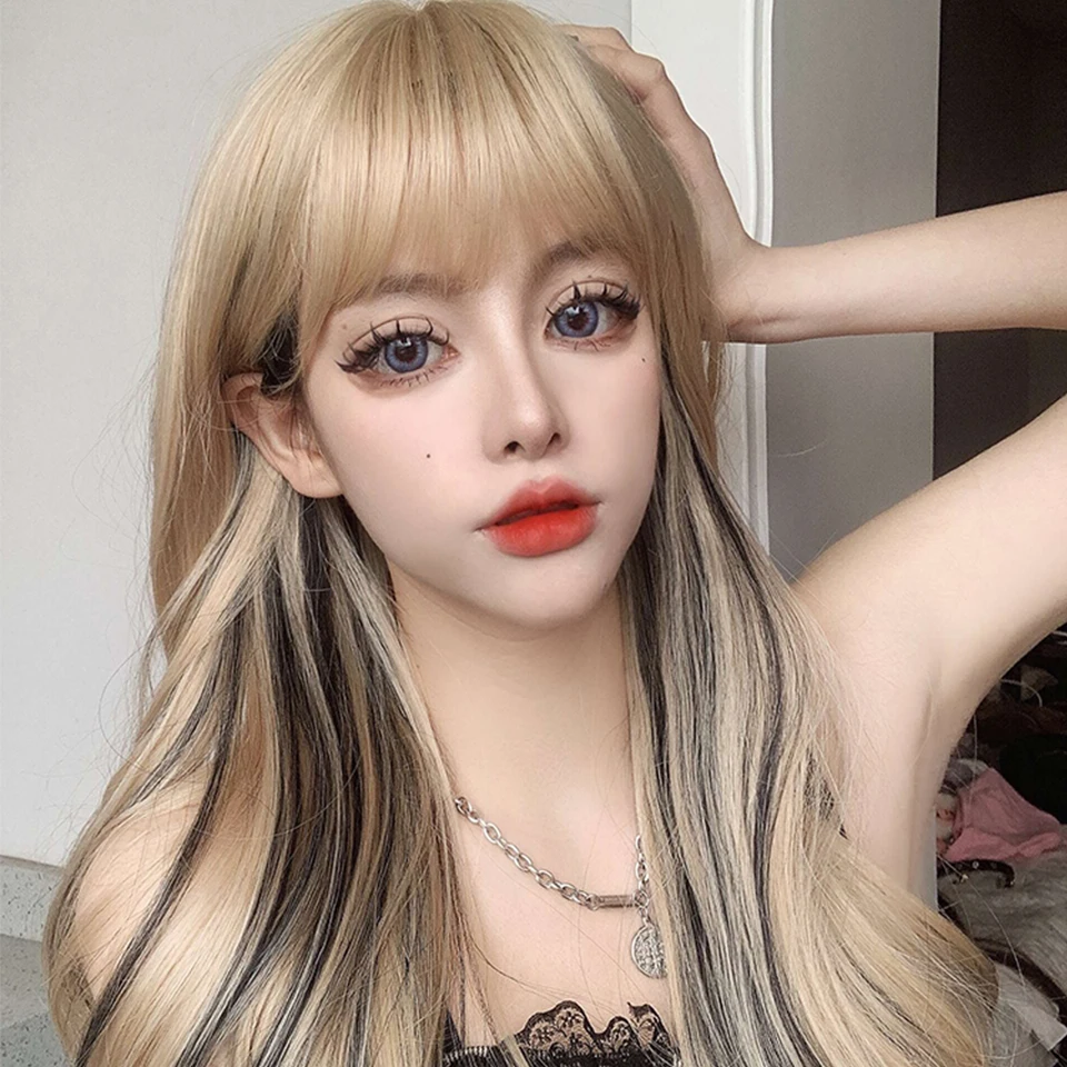Highlight synthétiques longues droites для женщин noires Cosplay blanches |