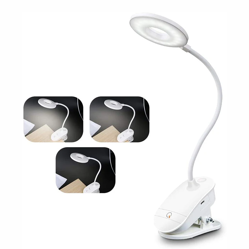 

Table LED Desk Lamp Touch Clip Lamp Bedroom 3 Modes Clip Lamp Eye Protection USB Table Light USB Rechargeable Study Lamp