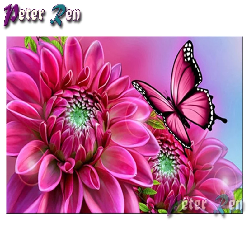 

5d Diamond Painting Red flowers and butterflies diamond Embroidery full Square/round Mosaic Picture Rhinestone Home decoration