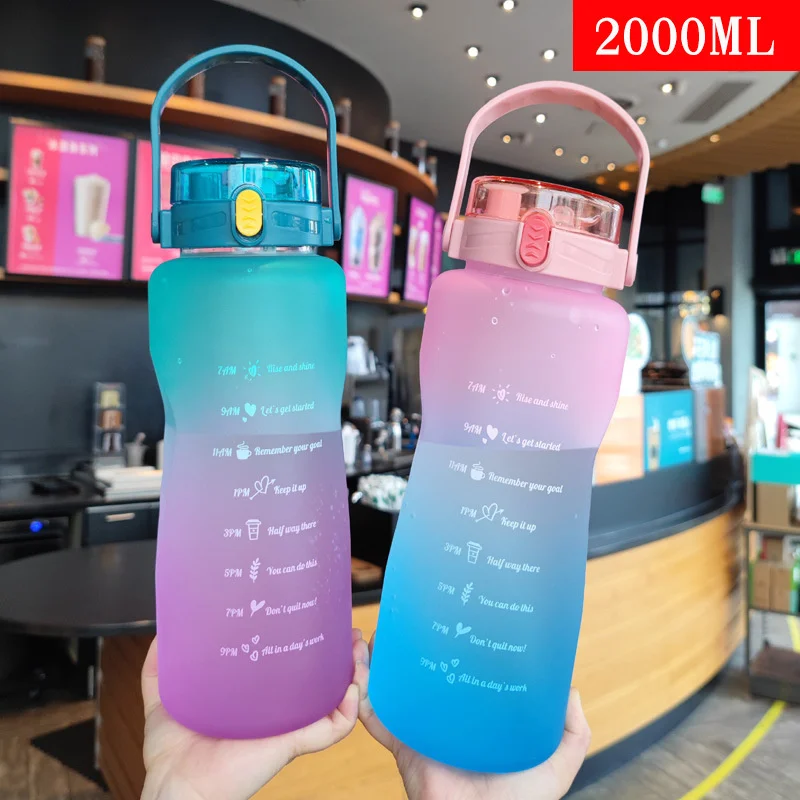 

Sports Water Bottle Cup 1.5/2L Portable Gym Leak-proof Fitness Kettle Tritan With Straw Bicycle Bottles Drinkware Jugs BPA Free