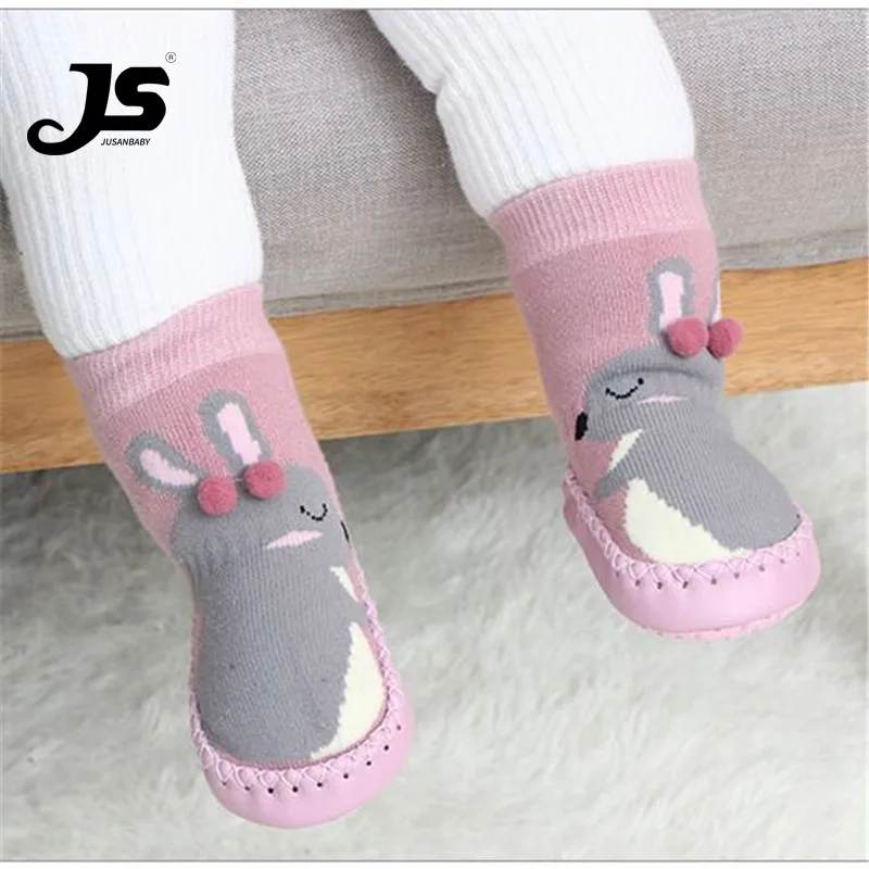 

Jusanbaby Sock Shoes Winter Thick Terry Cotton Baby Girl Sock with Rubber Soles infant socks Toddler Animal Style Shoes
