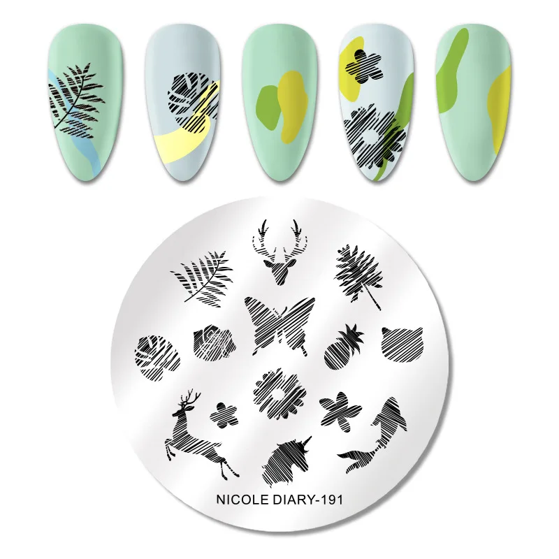 

Rectangle round Nail Stamping Plates Stainless Steel flower leaf geometry Overprint Stam Stencils Nail Art Image Plate
