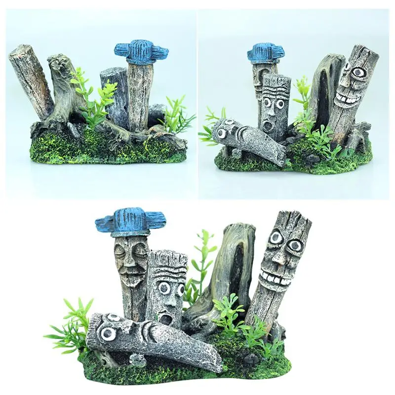 1 шт. украшение для аквариума статуя с Пасхальной головой багажника ландшафтный