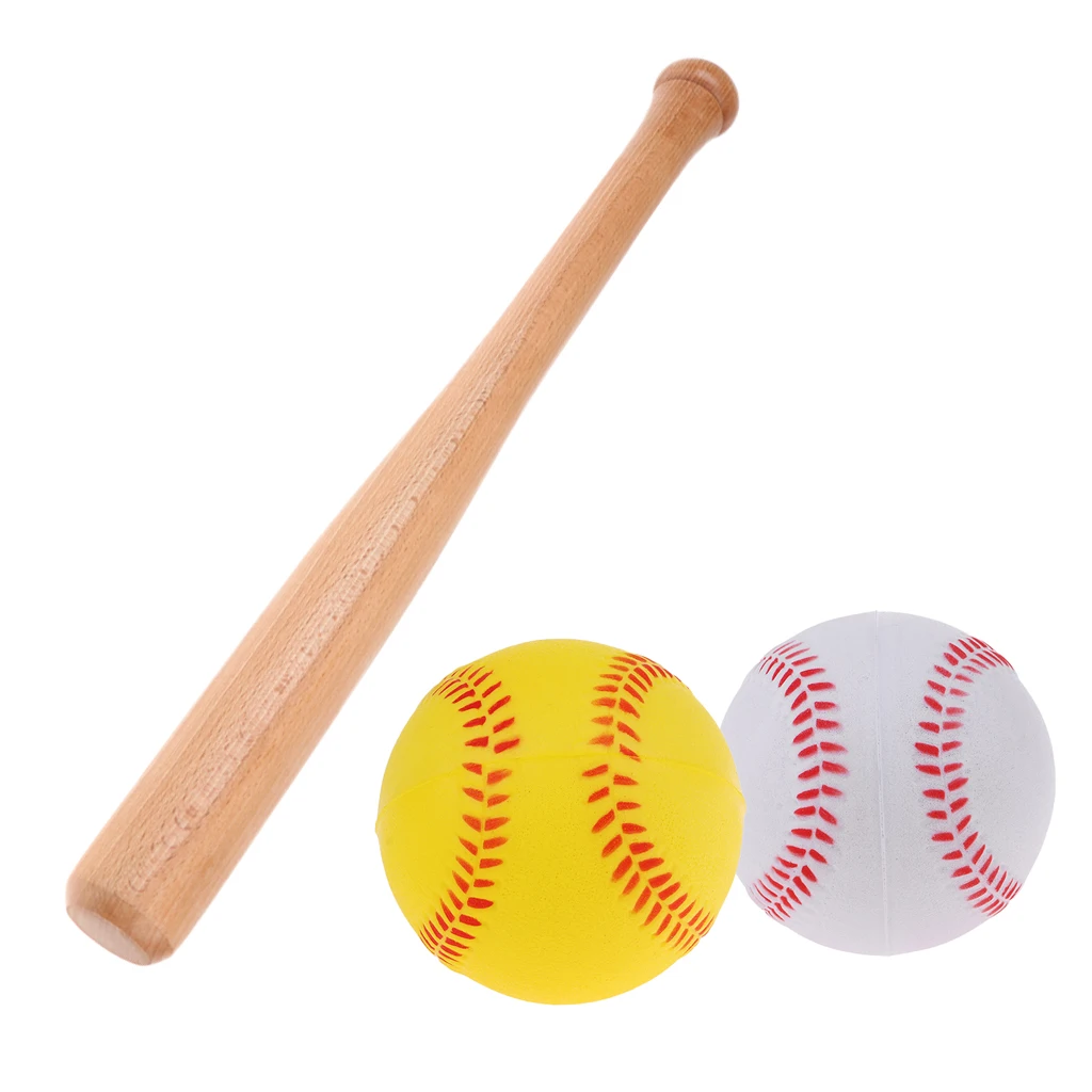 Wooden 54cm Baseball Bat Stick 9cm 2pcs PU Foam Ball Training Practicing Equip | Спорт и развлечения