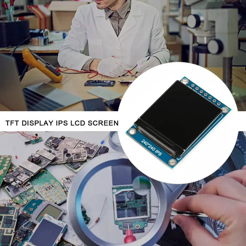 

Дисплей ST7789 с ЖК-дисплеем, IPS TFT IC SPI, Полноцветный Интерфейс SPI для связи «сделай сам», 240x240, 3,3 В, для Arduino