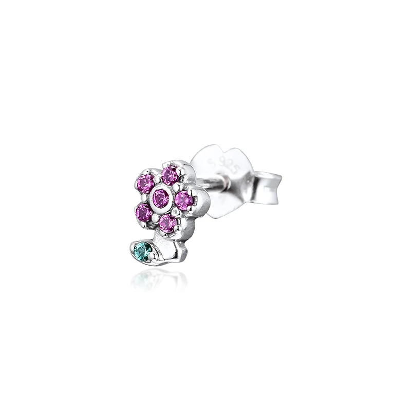 

Signature Me My Pretty Flower Single Stud Earring 100% 925 Sterling-Silver-Jewelry Free Shipping