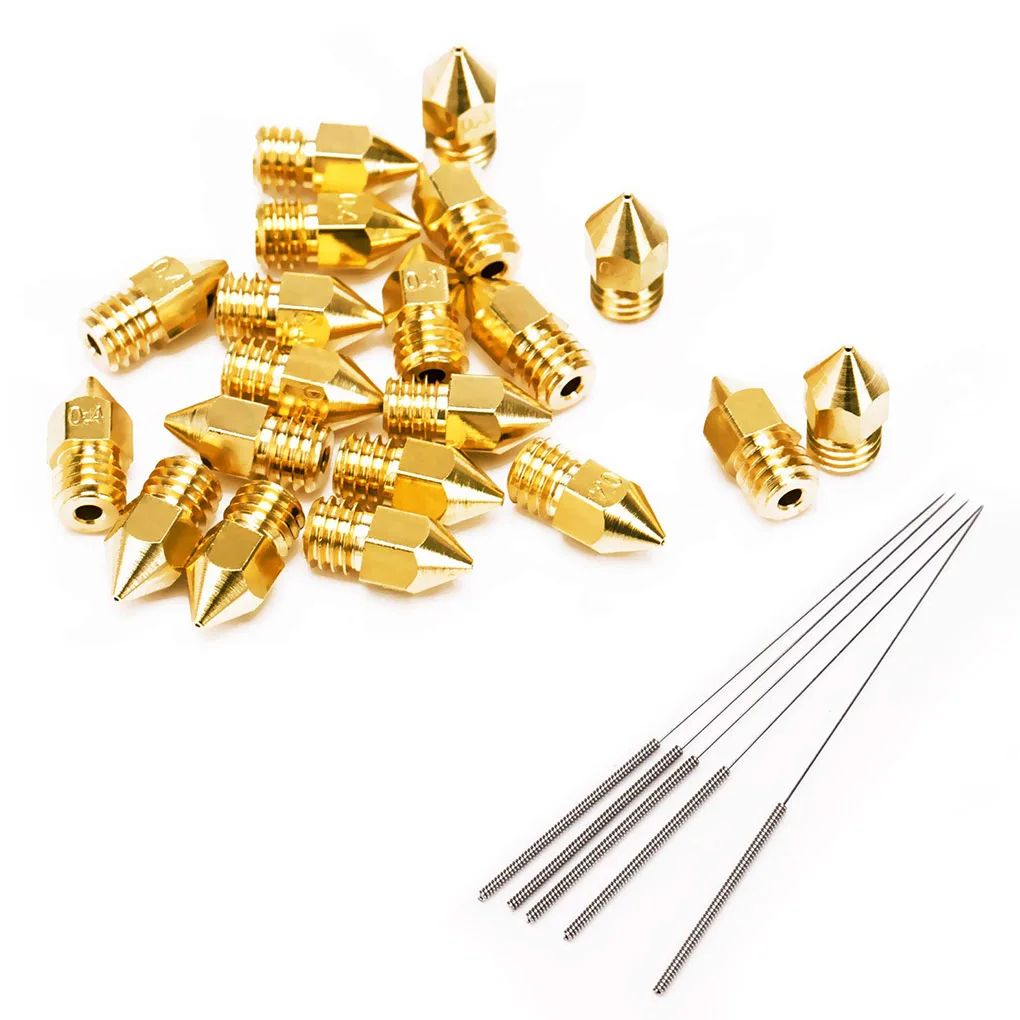 

20PCS MK8 Brass Nozzle 0.4MM Extruder Print Head Nozzle For 1.75MM CR10 CR10S Ender-3 3D Printer Accessories