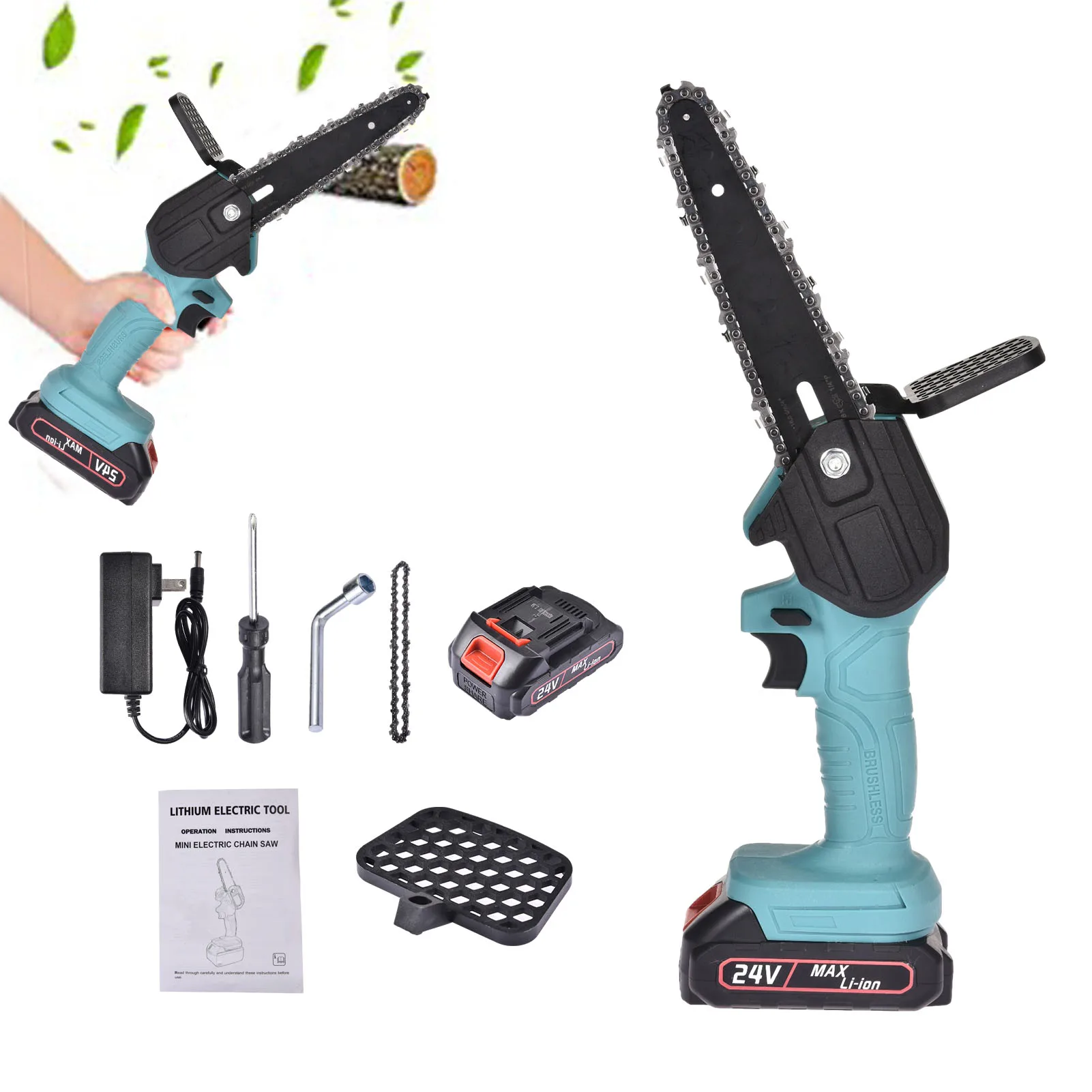 

21V 550W 6-In Electric Chainsaw Cordless Branch Pruner Removable For Fruit Tree Garden Trimming With Lithium Battery One-Handed