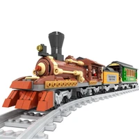 ausini 25809 city train model building blocks wagon cargo carriage passenger train station rail tracks locomotive boy toys