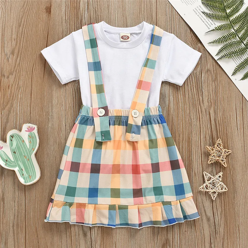 Одежда для маленьких девочек комбинезон с длинными рукавами + юбка на подтяжках