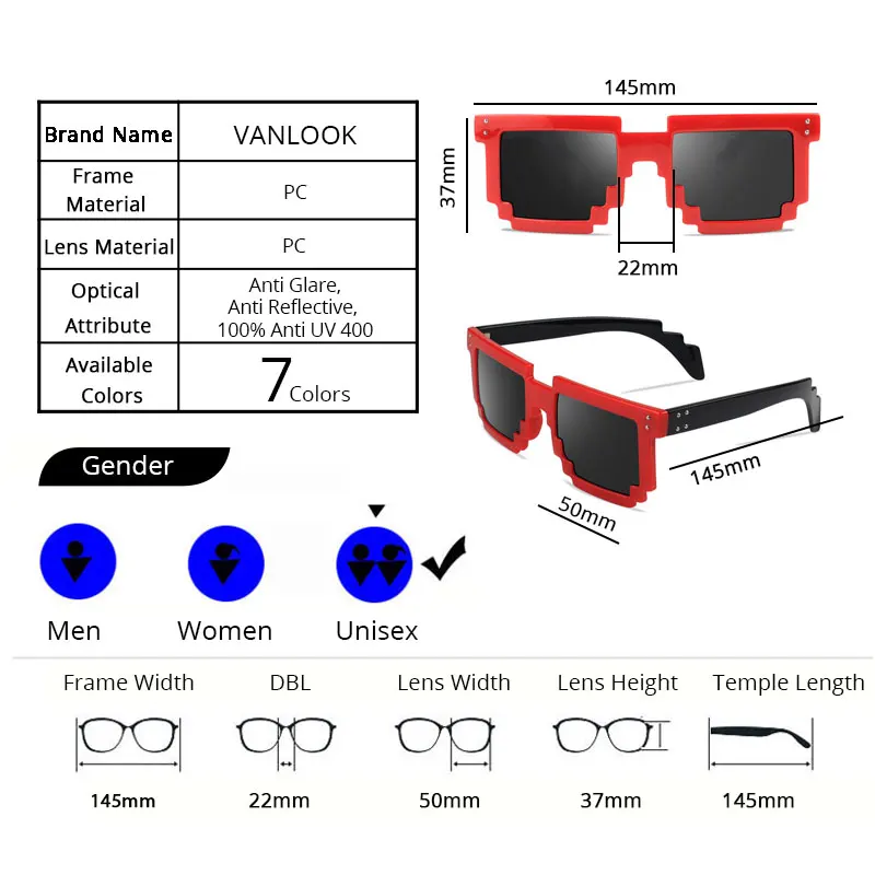 Солнцезащитные очки пиксельные для женщин и мужчин модные глянцевые черные