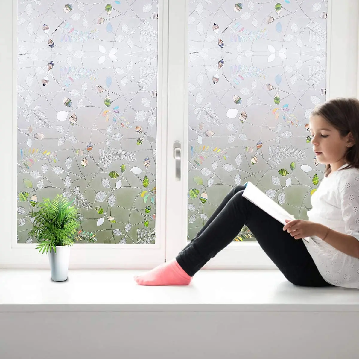 

Rainbow Frosted Stained Window Stickers Vinyl Static Cling Opaque Window Film for Privacy Protection Non Adhesive Window Decals
