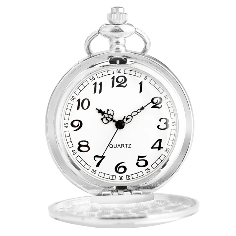 

Fashion Silver Sweater Pendant Quartz Pocket Watch FOB Chain Clocks With Chain Necklace Gifts for Men Women Kids reloj de mujer