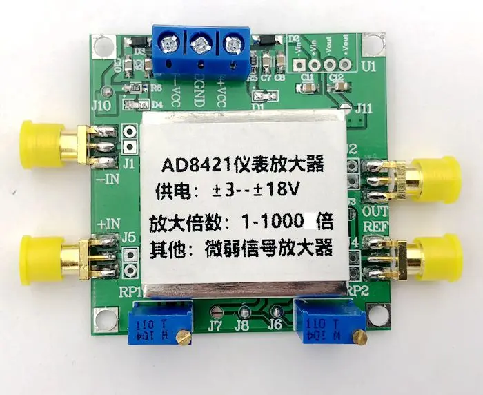 

AD8421 amplifier module instrumentation amplifier millivolt microvolt with shielding box single and double power supply