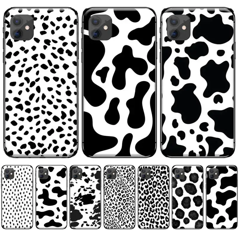 Белого и черного цвета из коровьей кожи символ Черная мягкая крышка чехол для