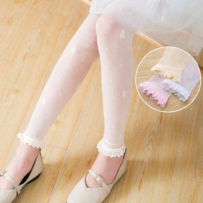 2020 New Spring Lace Summer Thin Pantyhose Tights for Children Stockings Girls Toddler Baby Princess Bow Kitty Print | Детская одежда и