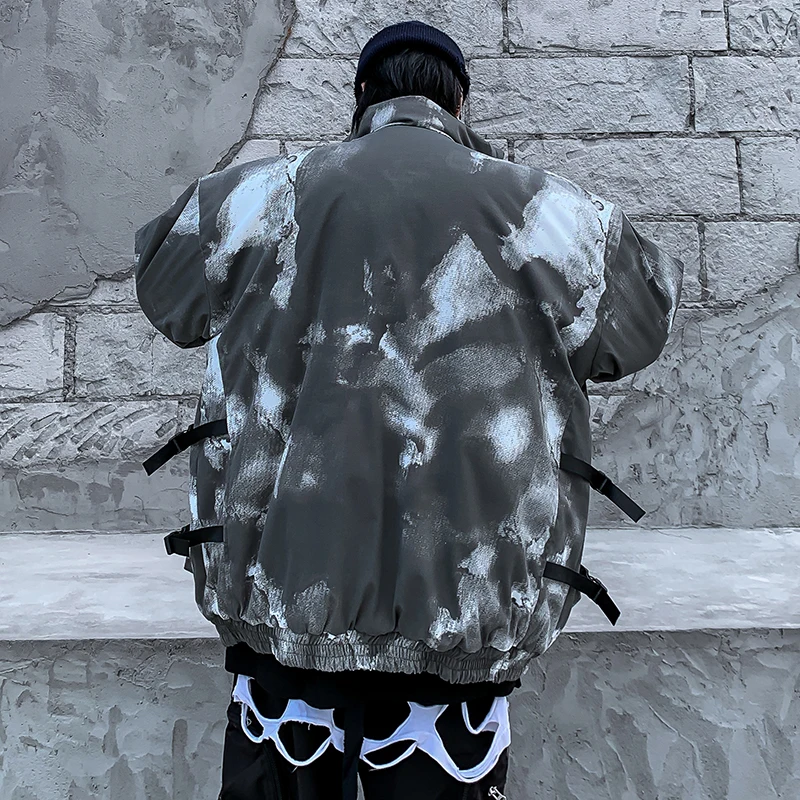 Мужская куртка в стиле милитари с карманами хип хоп Камуфляжная парка зимняя