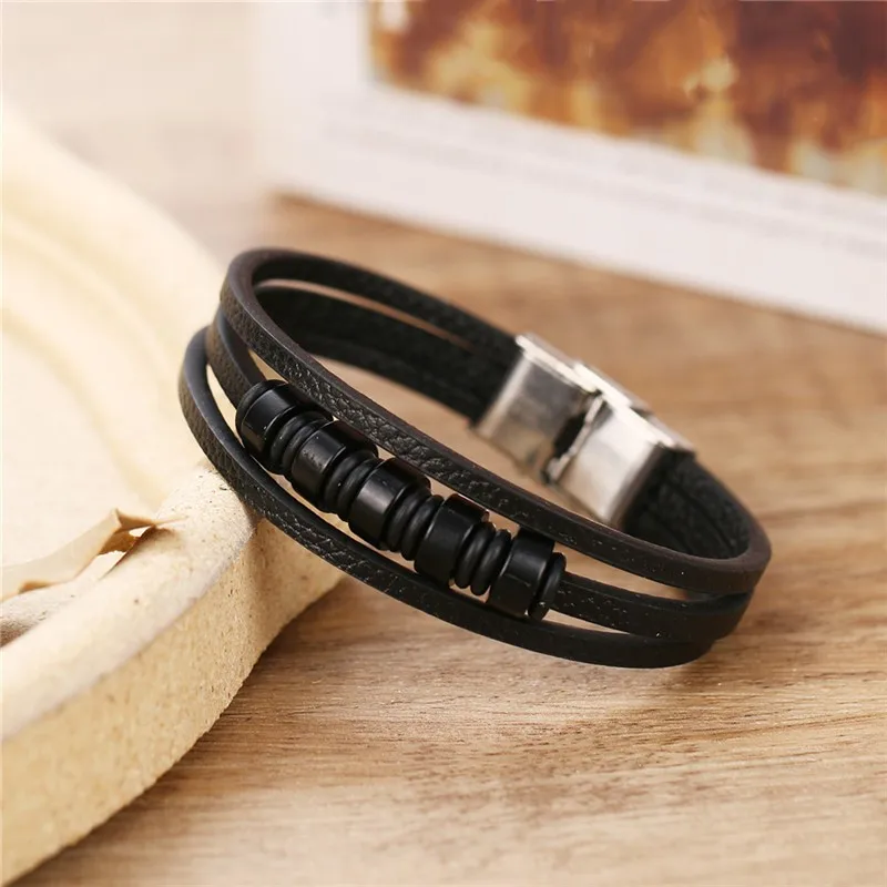 Новые двухцветные черные/Серебристые браслеты из нержавеющей стали с бусинами