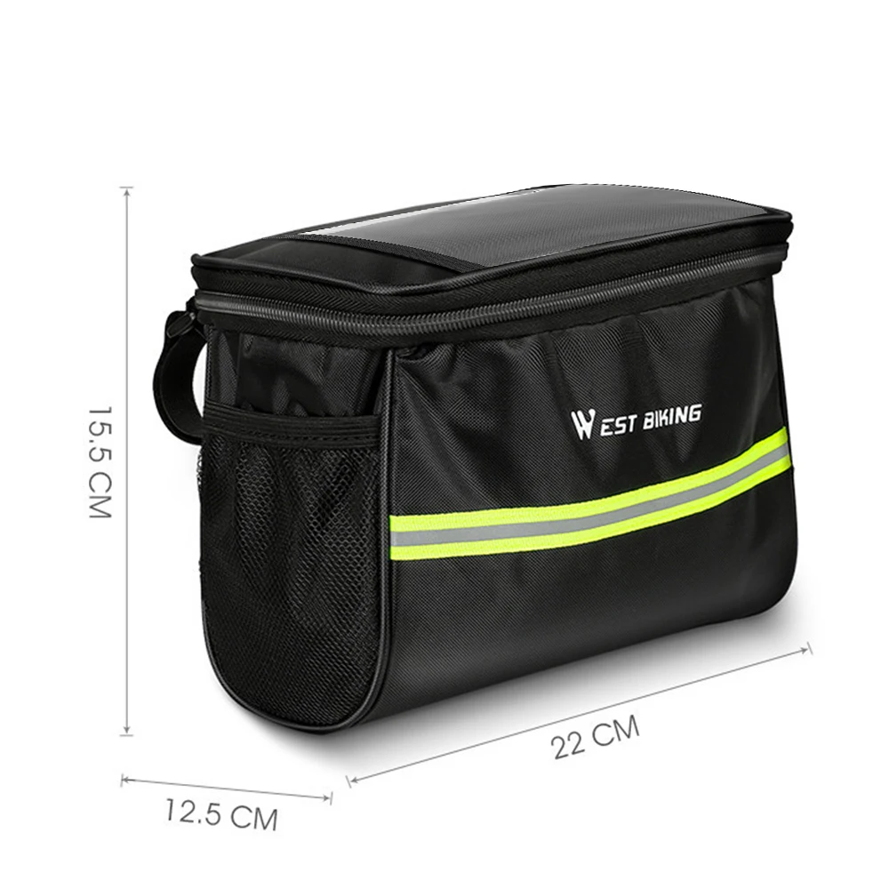 

WEST BIKING 4L MTB Mountain Bike Front Tube Frame Bag Waterproof Bicycle Handlebar Storage Bags With Reflective Strip Cycling