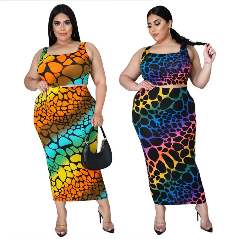 

XL-4XL Plus Size Women Clothing Summer Dress 2021 Color Leopard Print Slim Sexy Sleevelss Long Dresses Wholesale Dropshipping