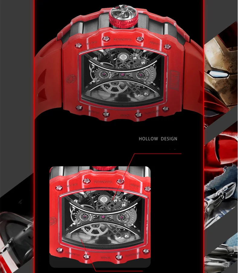 

Rock Punk Domineering Watch Men Fully Hollow Fully Automatic Mechanical Watch Creative Personality Carbon Fiber Dial Male Clock