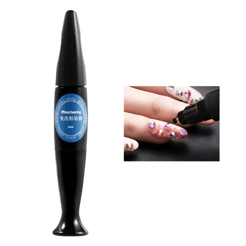 

10ML Rhinestones Nail Sticky Drill Glue Multi Function Head Drill UV Acrylic Dual Use Brush Needle Manicure Decoration