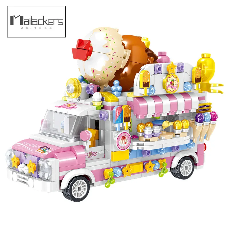 

Mailackers City Car Food Truck Street View магазин мороженого Строительные блоки Друзья для девочек DIY сборочные игрушки для детей Подарки