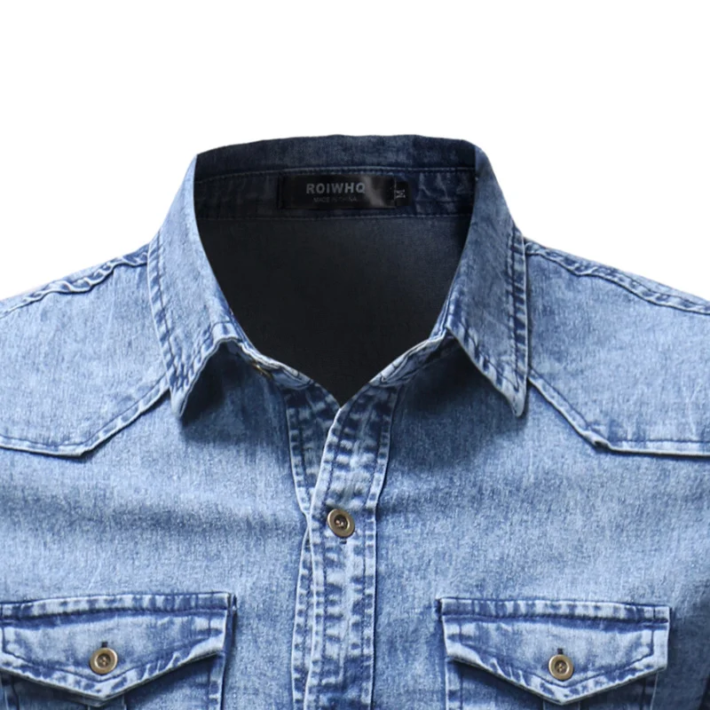 Brand Clothing 2020 Men Denim Shirt Mens Long Sleeve Soft Cotton Slim Shirts Male Elastic Jeans Cowboy | Мужская одежда