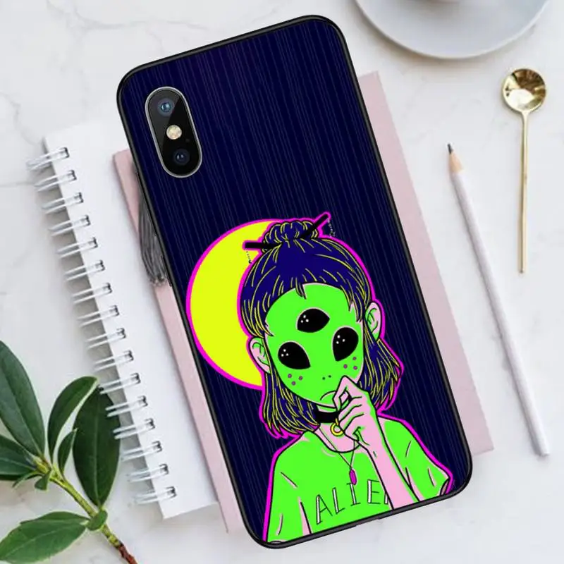 

Cute cartoon alien space universe Phone Cases for iPhone 11 12 pro XS MAX 8 7 6 6S Plus X 5S SE 2020 XR funda coque