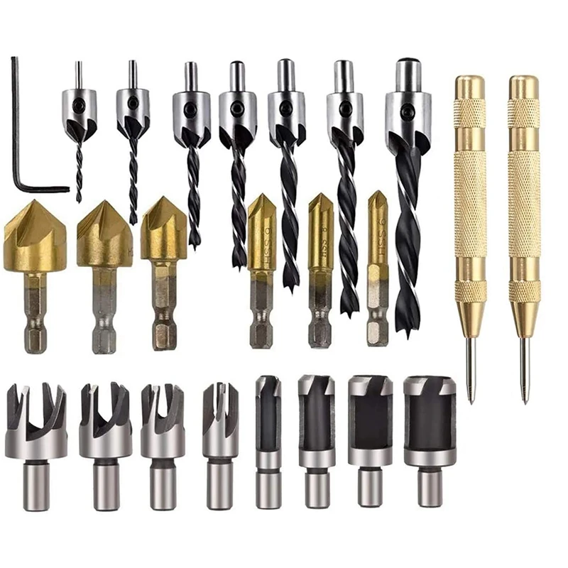24 шт. набор сверл для деревообработки фаски с зенковкой 8 резак древесины и