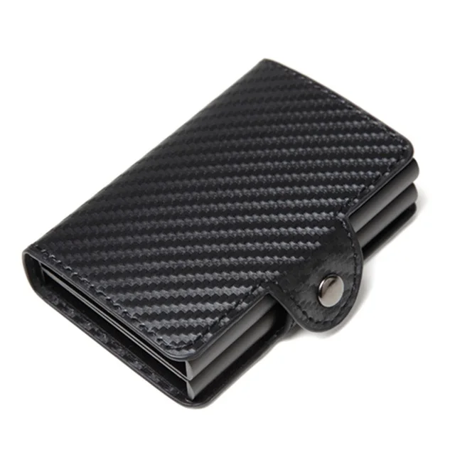 carbon fiber Двойной бизнес держатель кредитной карты кошелек унисекс, металлические блокирующие RFID кошелек футляр для удостоверения личности Алюминиевый Дорожный кошелек - Цвет: carbon fiber