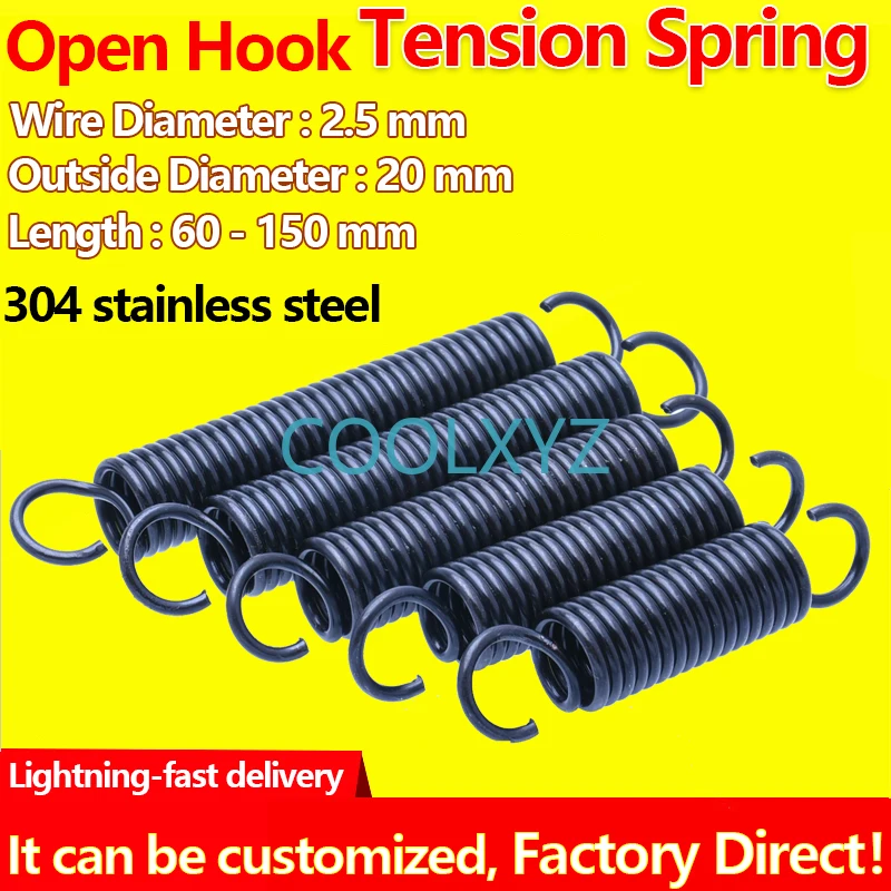 

Open Hook Pullback Spring Tension Spring Coil Extension Spring Draught Spring Wire Diameter 2.0mm Outer Diameter 20mm