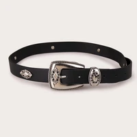 women black pu leather western buckle waist belt metal buckle cowboy new hot belts for women luxury designer brand bl638