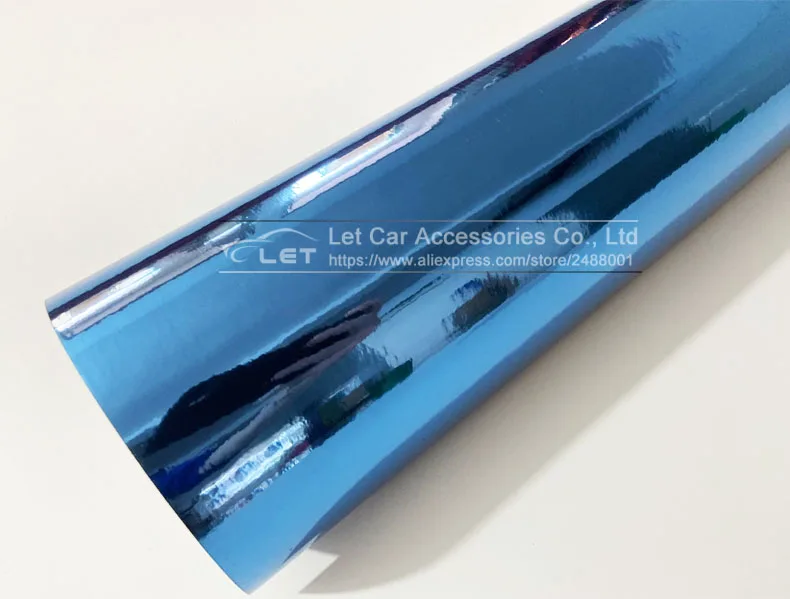 Высокорастягивающаяся зеркальная виниловая пленка небесно голубого цвета