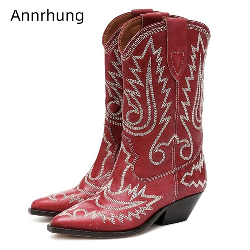 

Роскошные Прошитые сапоги из натуральной кожи, женские привлекательные лоскутные сапоги с острым носком на квадратном каблуке, женские рыц...