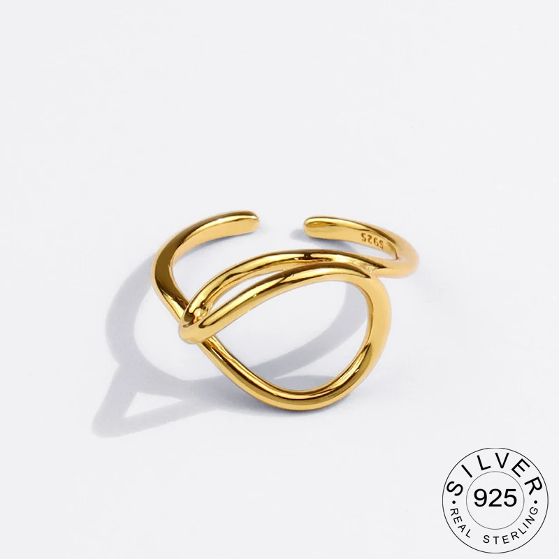 

925 серебряные кольца для женщин Interwave линии Винтаж свадебное Трендовое ювелирное изделие больших регулируемых антикварные кольца Anillos