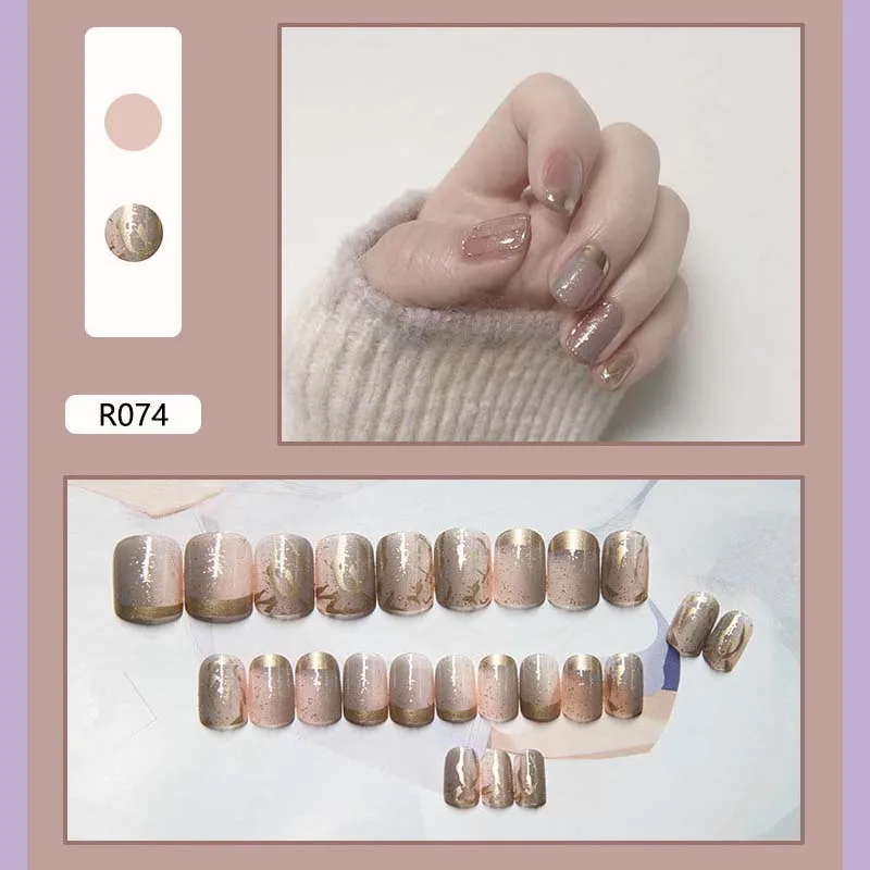 

24pcs Creativity Jelly Fake Nails Press On Nails Manicure Nail Art Decoration Fullcover Tips With Glue Nail Tip